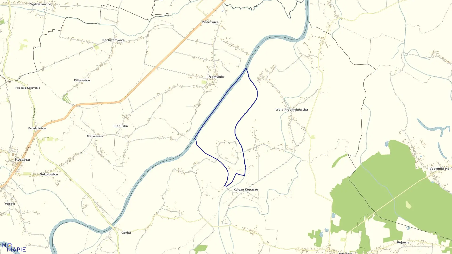 Mapa obrębu KOPACZE WIELKIE w gminie Szczurowa