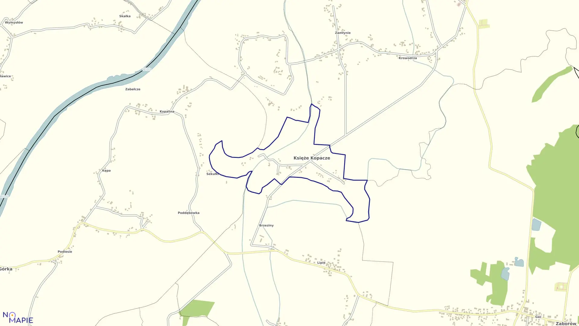Mapa obrębu KSIĘŻE KOPACZE w gminie Szczurowa
