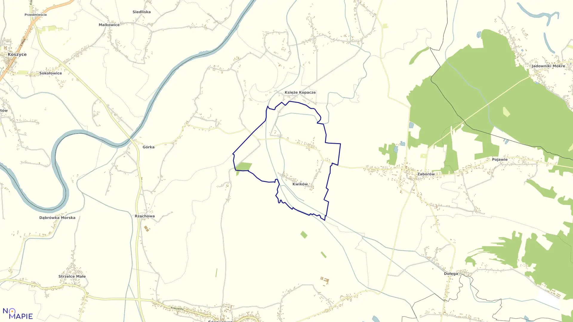 Mapa obrębu KWIKÓW w gminie Szczurowa