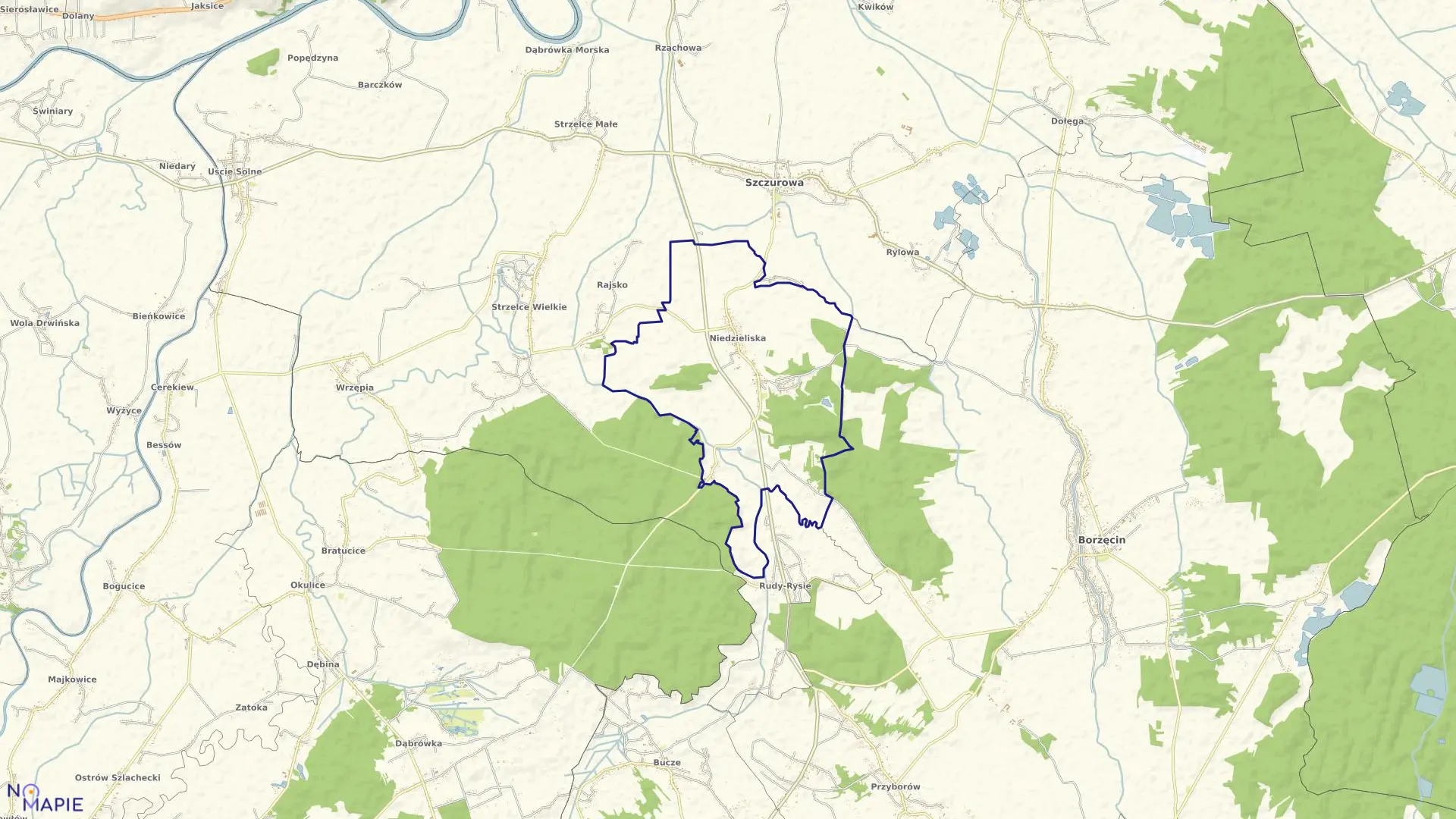 Mapa obrębu NIEDZIELISKA w gminie Szczurowa