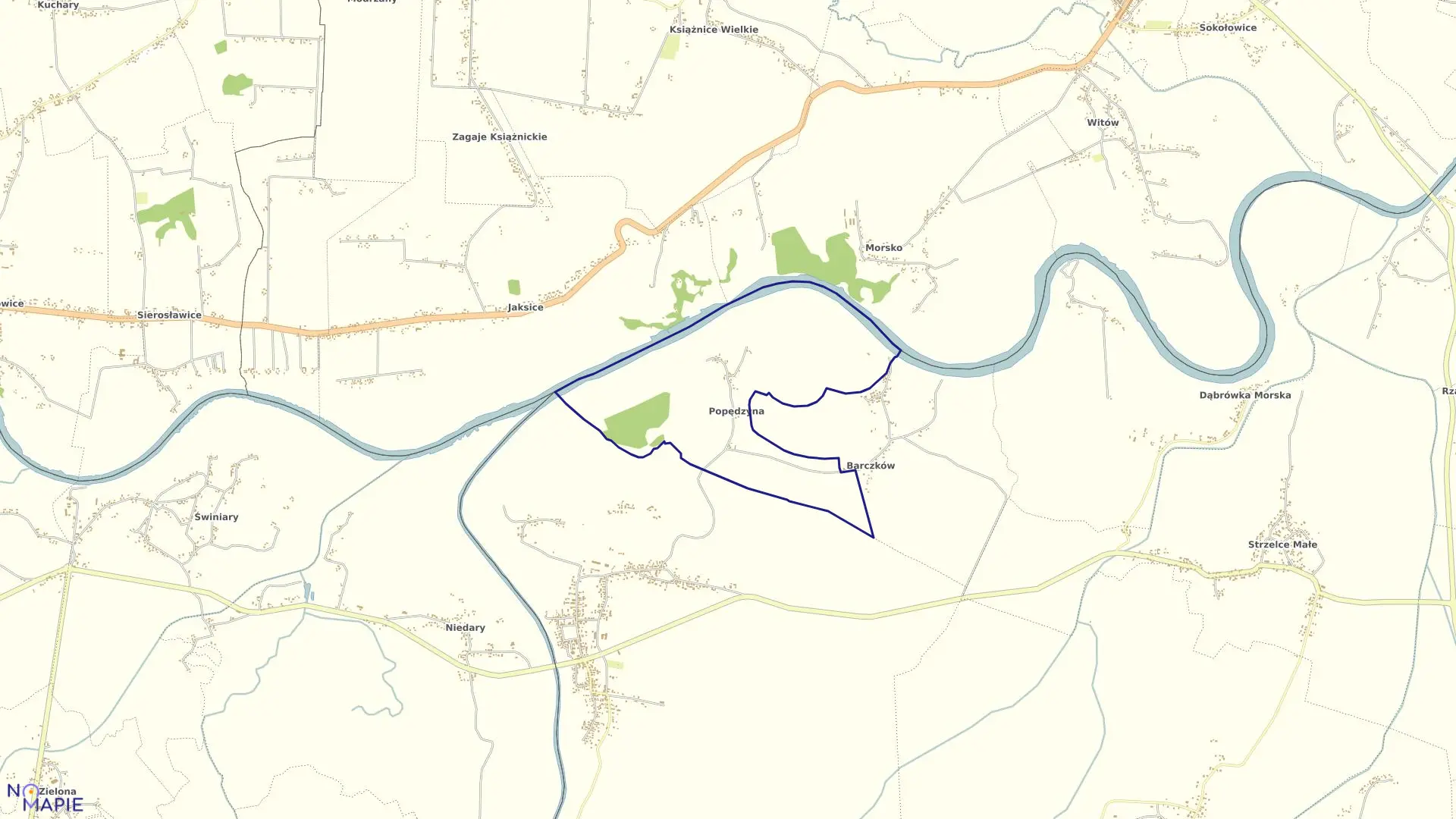 Mapa obrębu POPĘDZYNA w gminie Szczurowa
