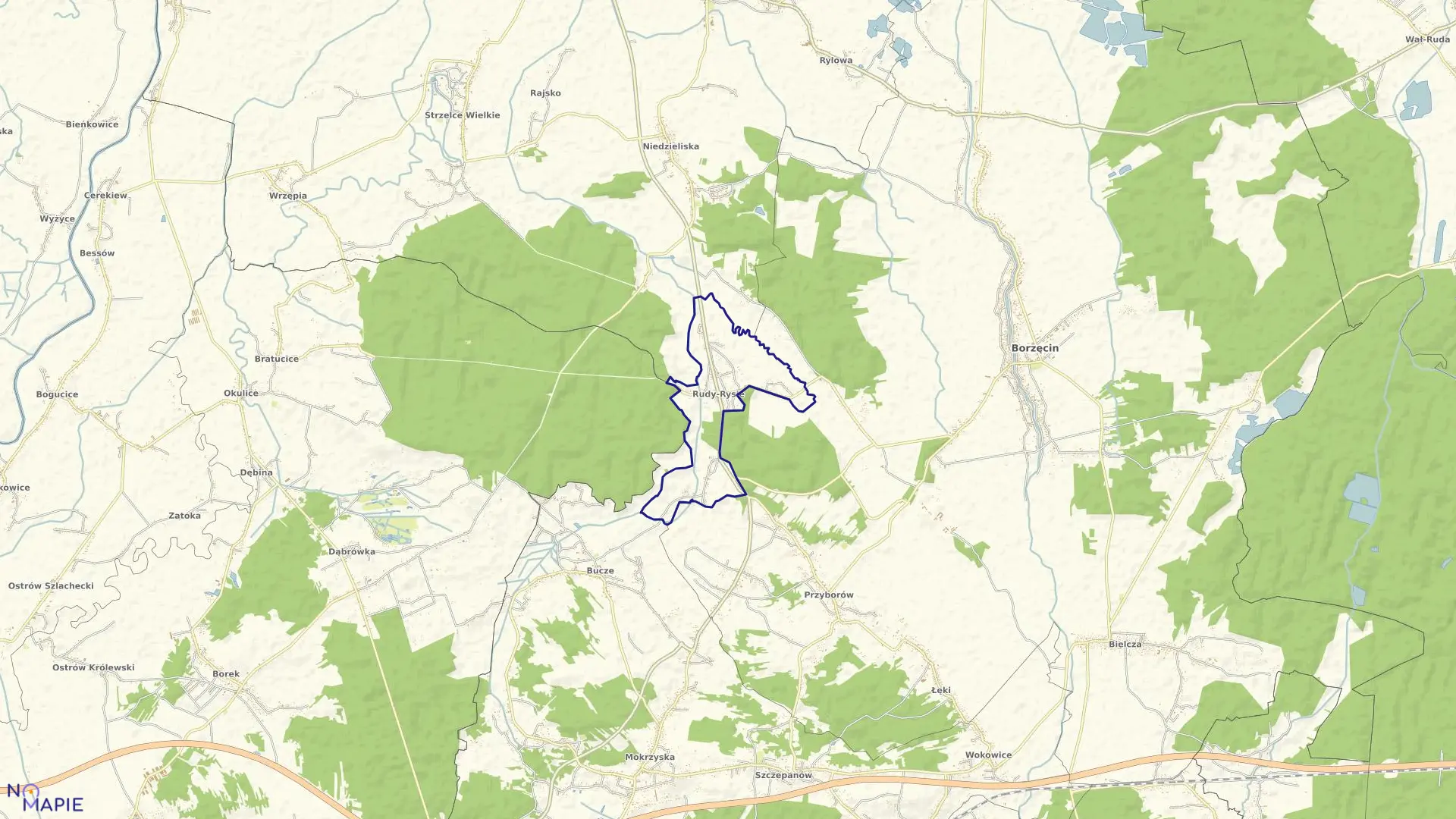 Mapa obrębu RUDY-RYSIE w gminie Szczurowa