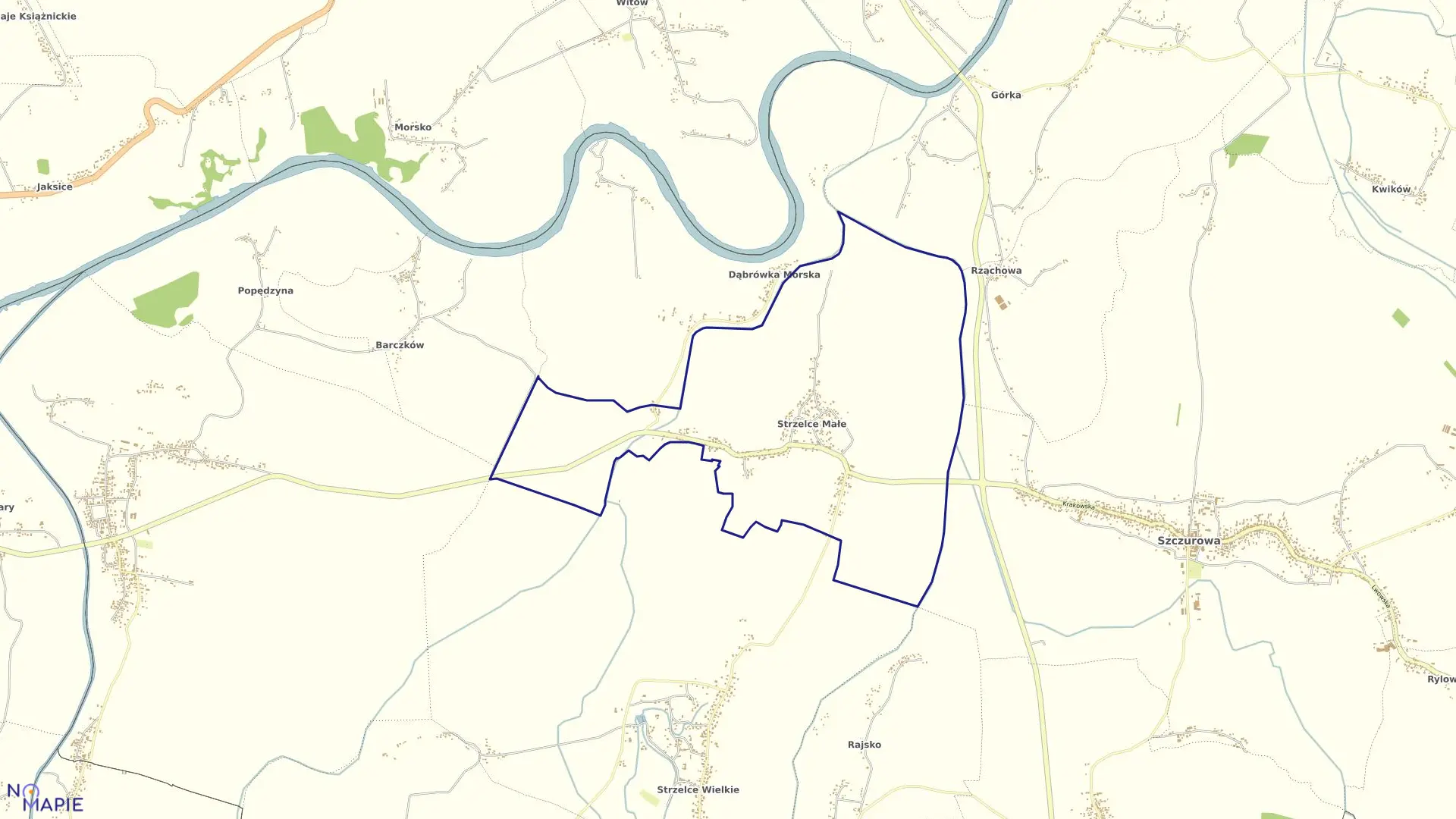 Mapa obrębu STRZELCE MAŁE w gminie Szczurowa