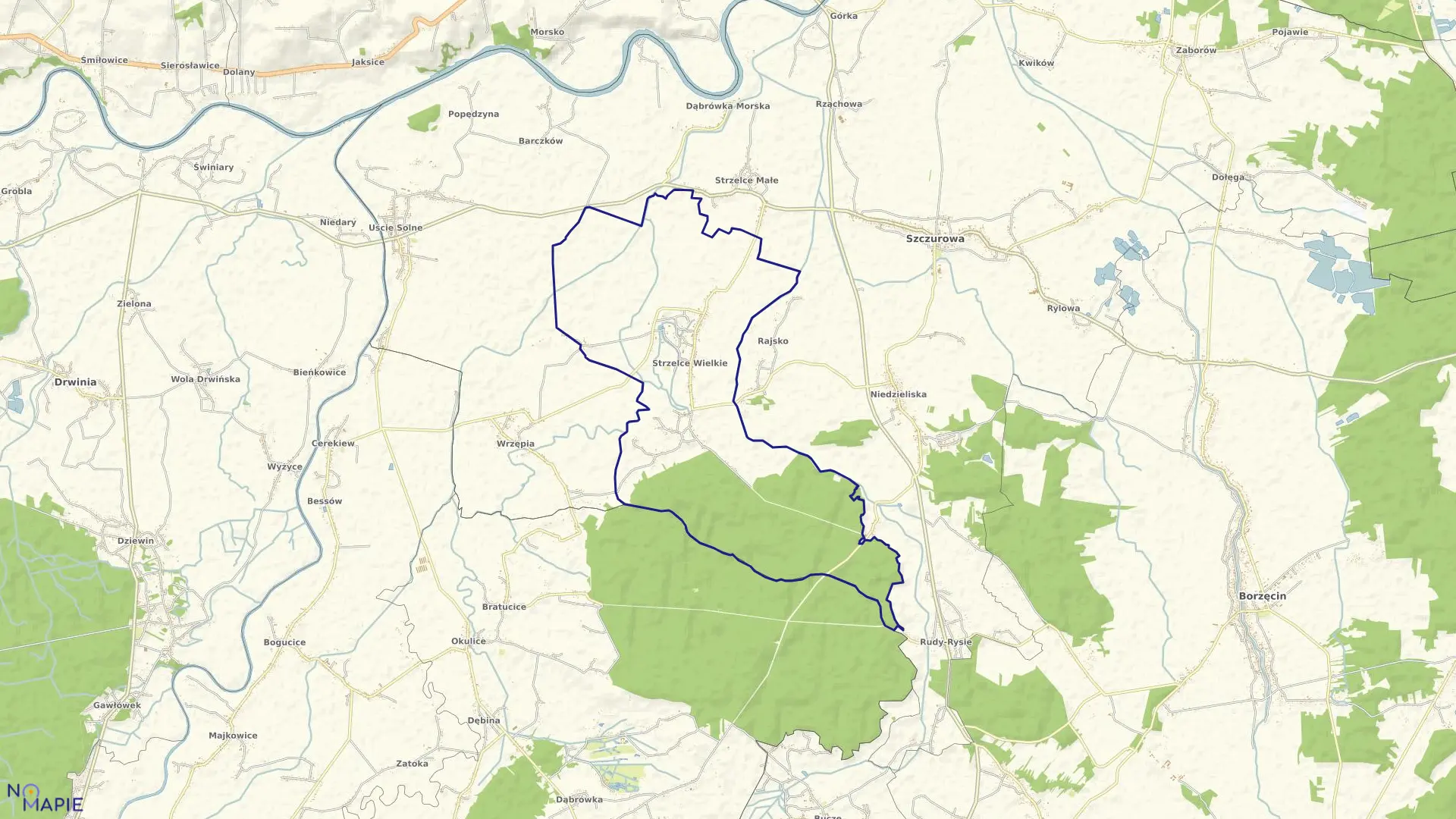 Mapa obrębu STRZELCE WIELKIE w gminie Szczurowa